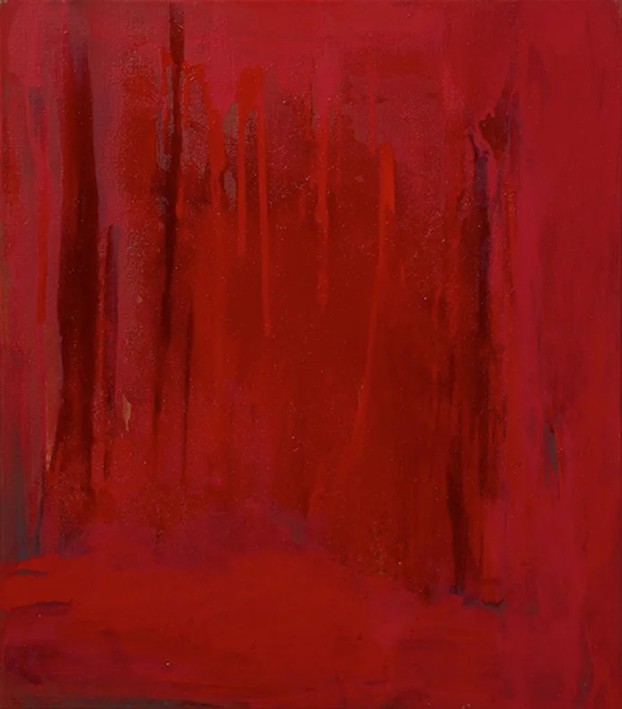 Palimpsest (rot 1), 2008, Öl auf Leinwand, 80 × 70 cm