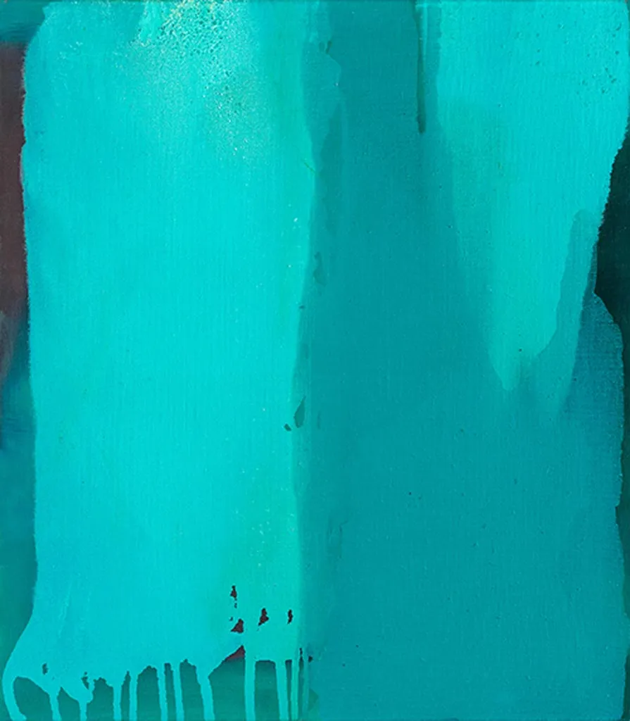 Palimpsest (türkis), 2012, Öl auf Leinwand, 80 × 70 cm