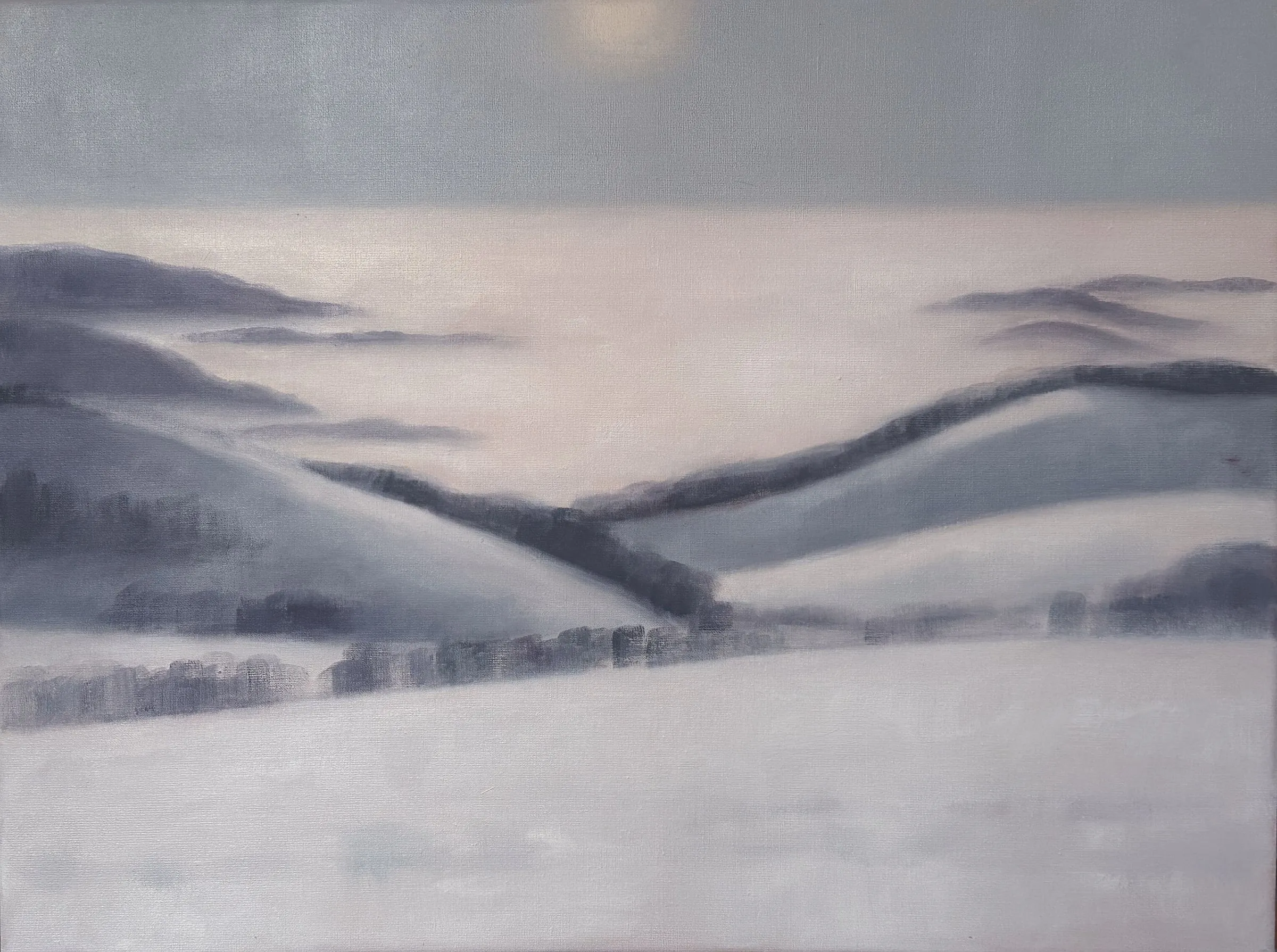 Winterlandschaft, 2023, Öl auf Leinwand, 70 × 100 cm